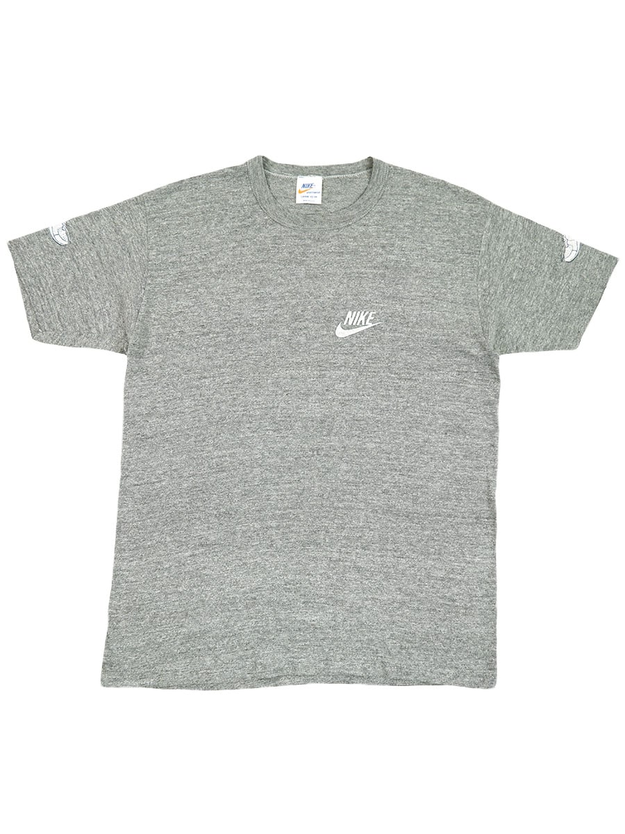70's NIKE オレンジタグ 霜降りグレー ''レジェンド'' 袖プリント Tシャツ 表記(L) USA製
