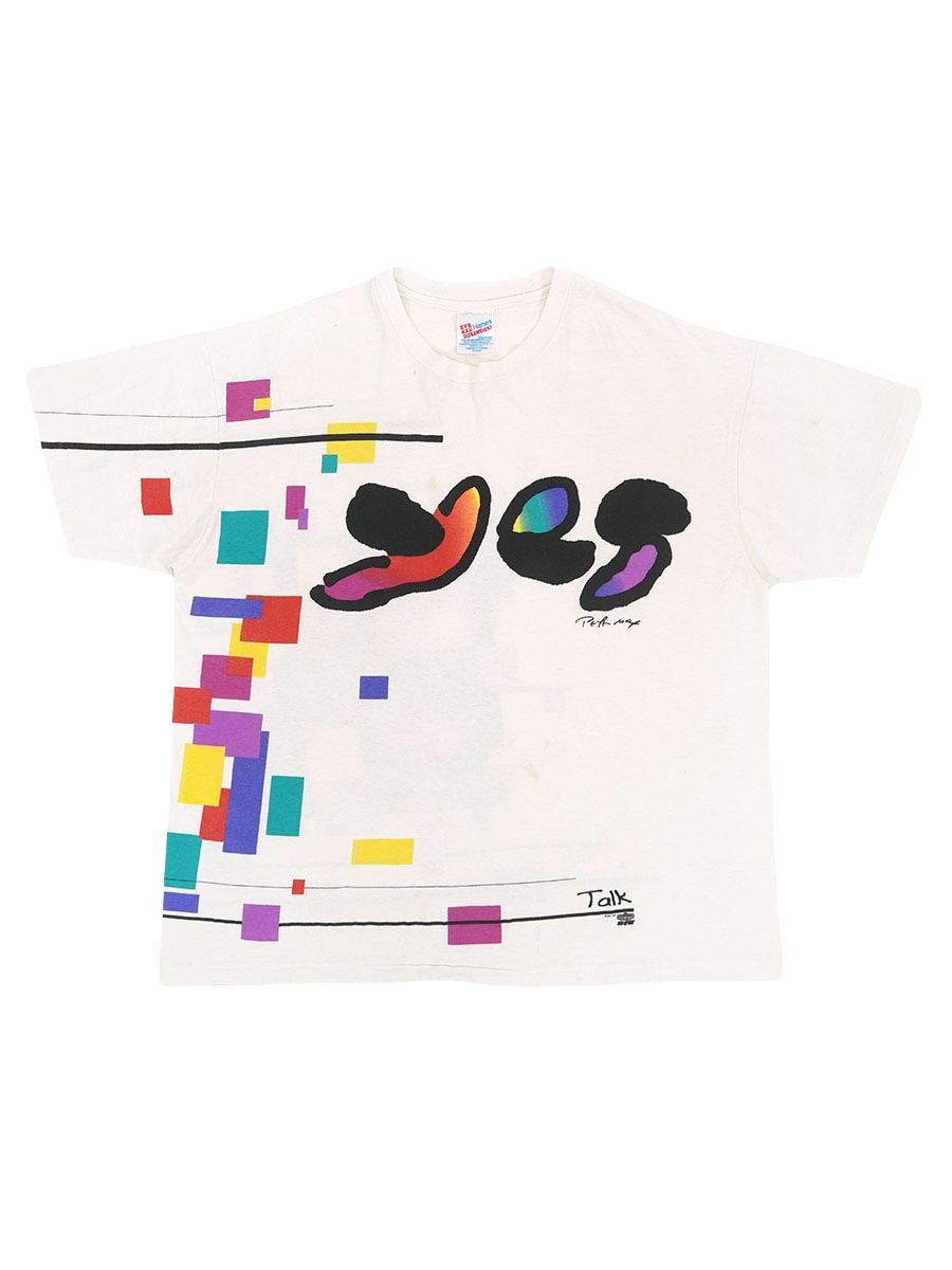 90's Hanes YES ''talk'' 両面プリントTシャツ ホワイト 表記(XL