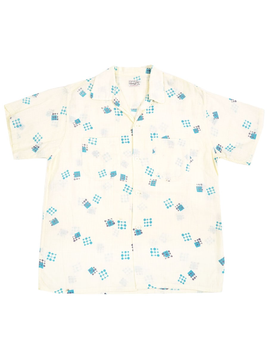 50's Samsons アトミック柄 総柄 ループカラーコットンシャツ 表記(M