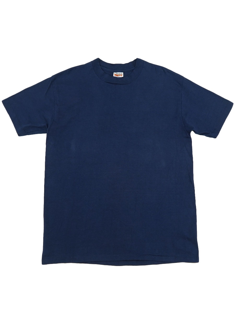 80's Hanes BEEFY 100%コットン 無地Tシャツ ネイビー 表記(XL)