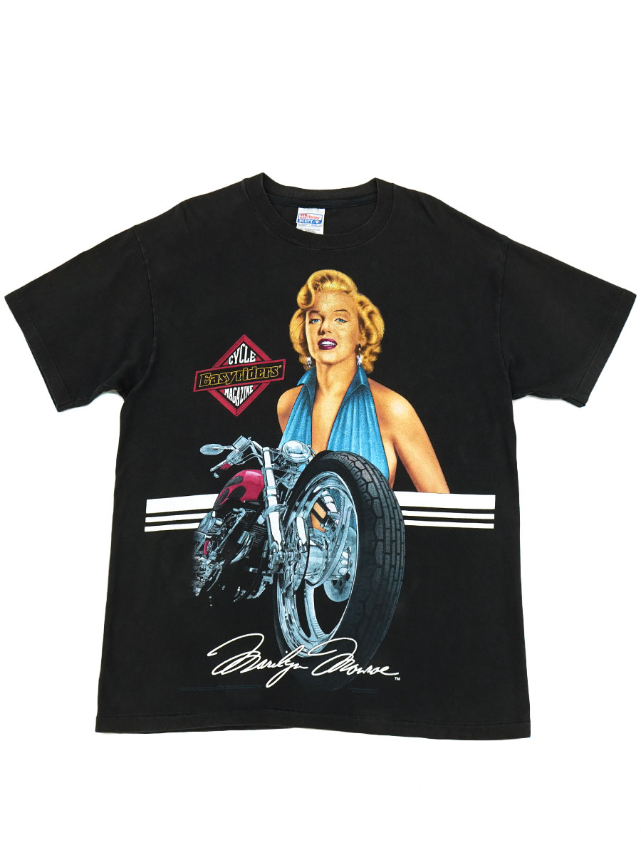 90's Hanes ''マリリン・モンロー'' Easyriders モーターサイクルマガジン Tシャツ 表記(L)