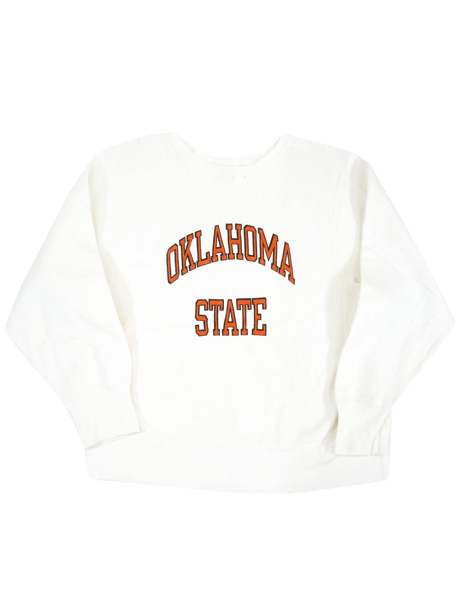 80's プリントタグ チャンピオンRW ''OKLAHOMA STATE'' 白 表記(M)