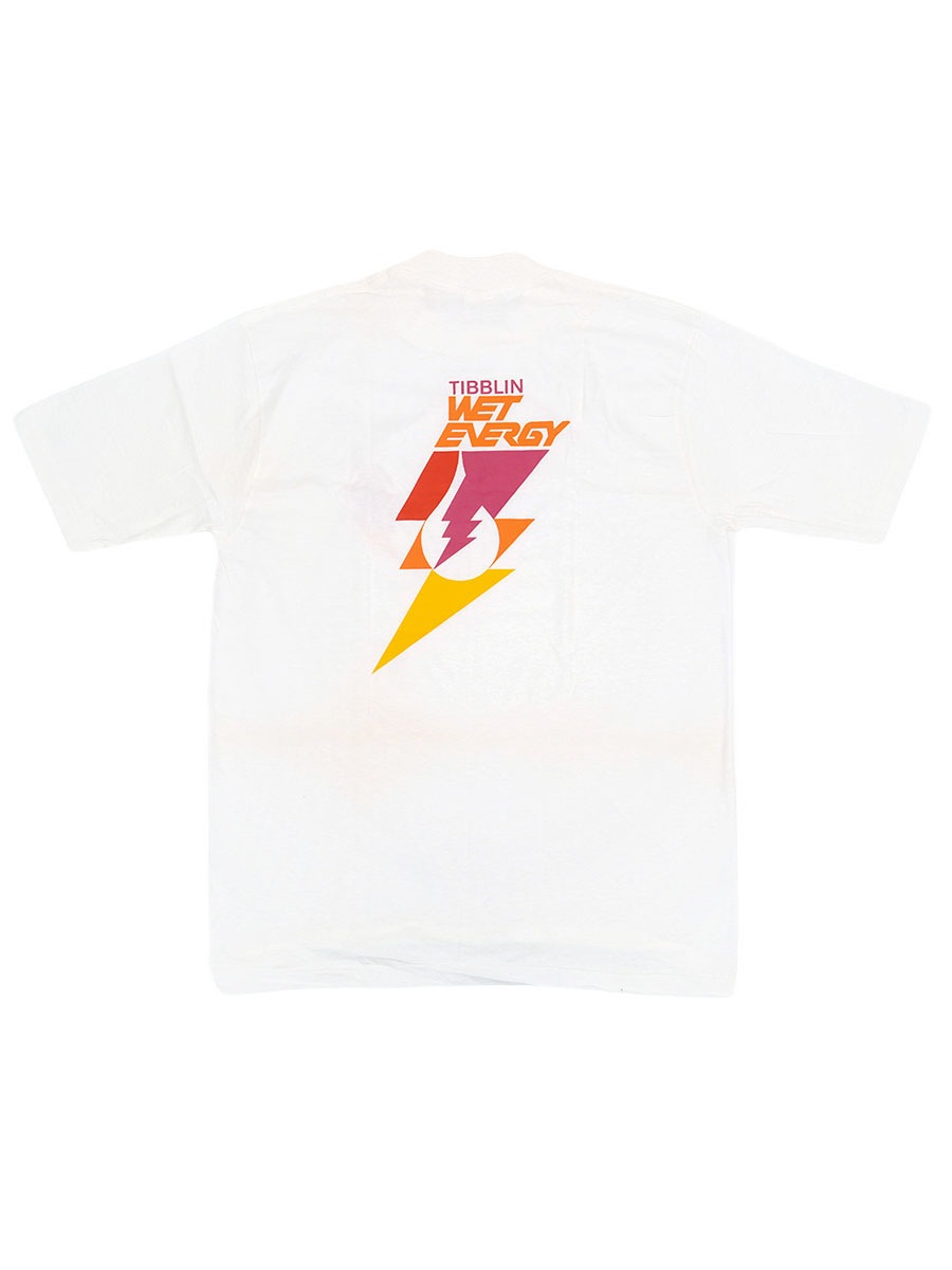 70's BELTON ''TIBBLIN WET ENERGY'' 両面プリントTシャツ ホワイト 表記(L) USA製 DEAD