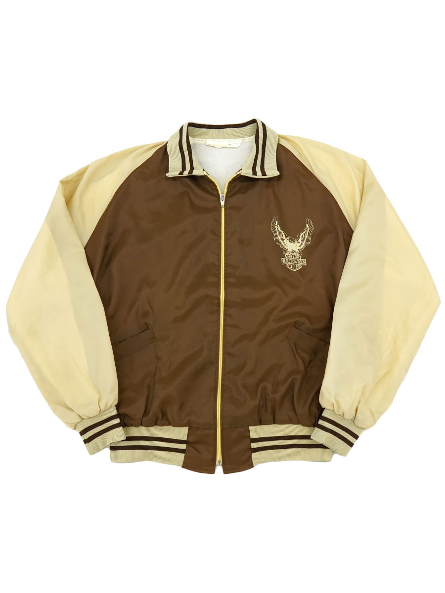 80's Holloway ハーレーダヴィッドソン イーグル 両面プリント 2トーン ナイロンJKT 表記(L) USA製