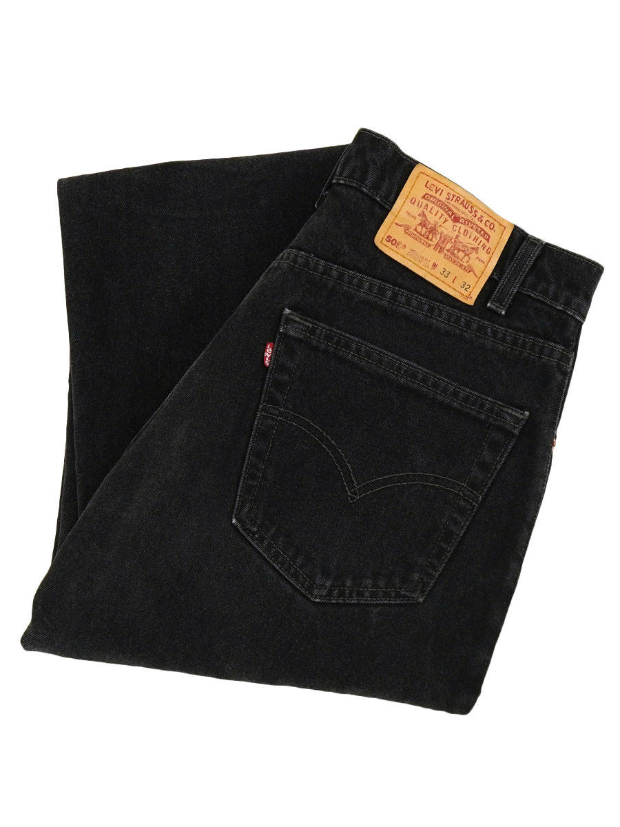90's Levi's 505 ブラック デニムパンツ 表記(33x32) USA製 色残りブラック