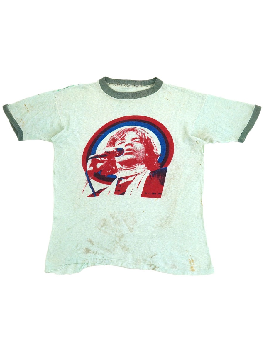 70's～ ''ミック・ジャガー'' リンガーTシャツ ミントグリーン 実寸(S位)