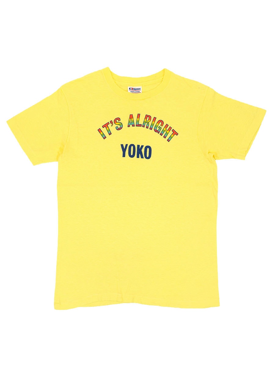 80's Hanes YOKO ONO ''IT’S ALRIGHT'' Tシャツ イエロー 表記(M) USA製