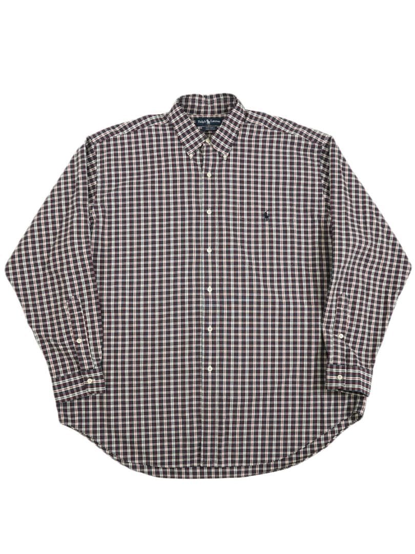 ラルフローレン BIG SHIRT 好配色チェック ボタンダウンシャツ 表記(XL)