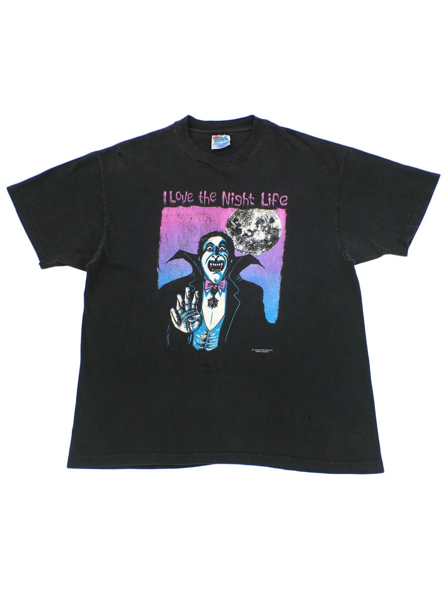 90's Hanes ''I LOVE THE NIGHT LIFE'' Tシャツ 表記(L)