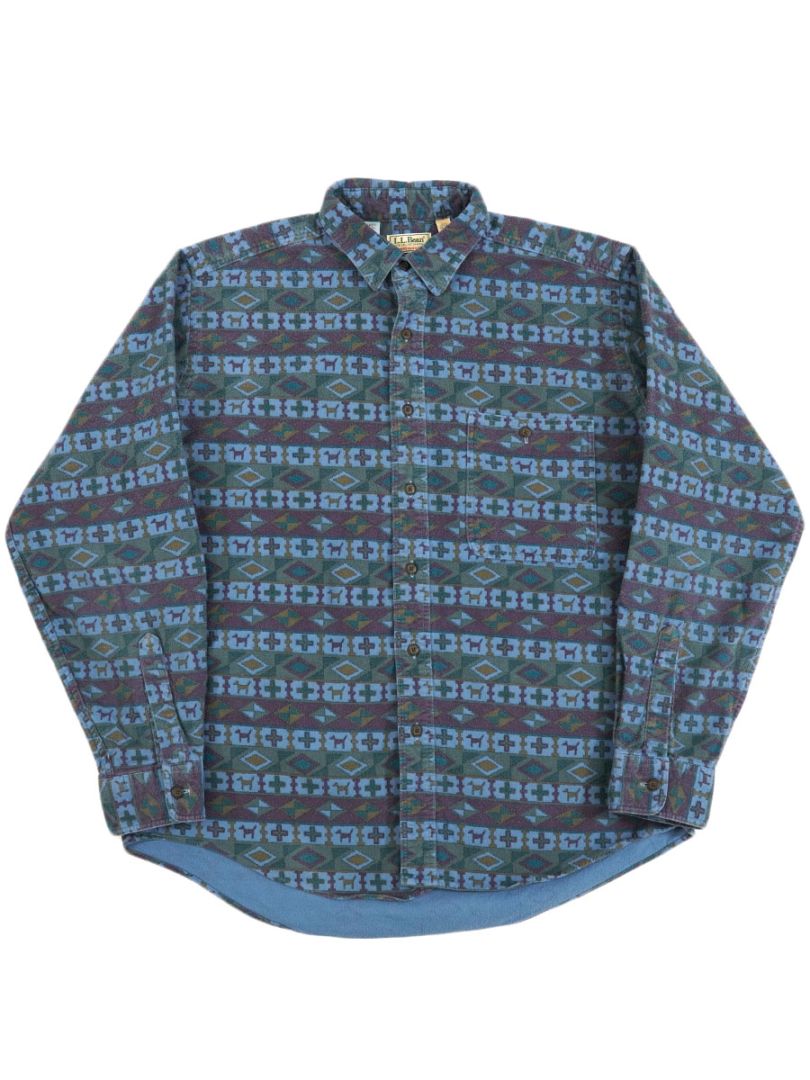 90's L.L.Bean 総柄 シャモアクロスシャツ 表記(L) USA製