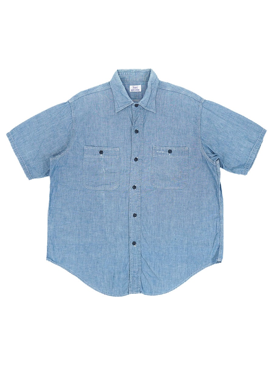 60's Sears WORK CLOTHING S/S シャンブレーシャツ 実寸(15位)