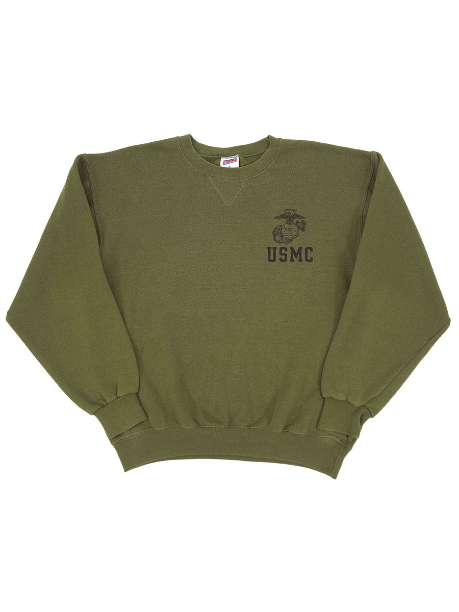 00's SOFFE ''USMC'' 前V トレーニングスウェット オリーブドラブ 表記(M) USA製