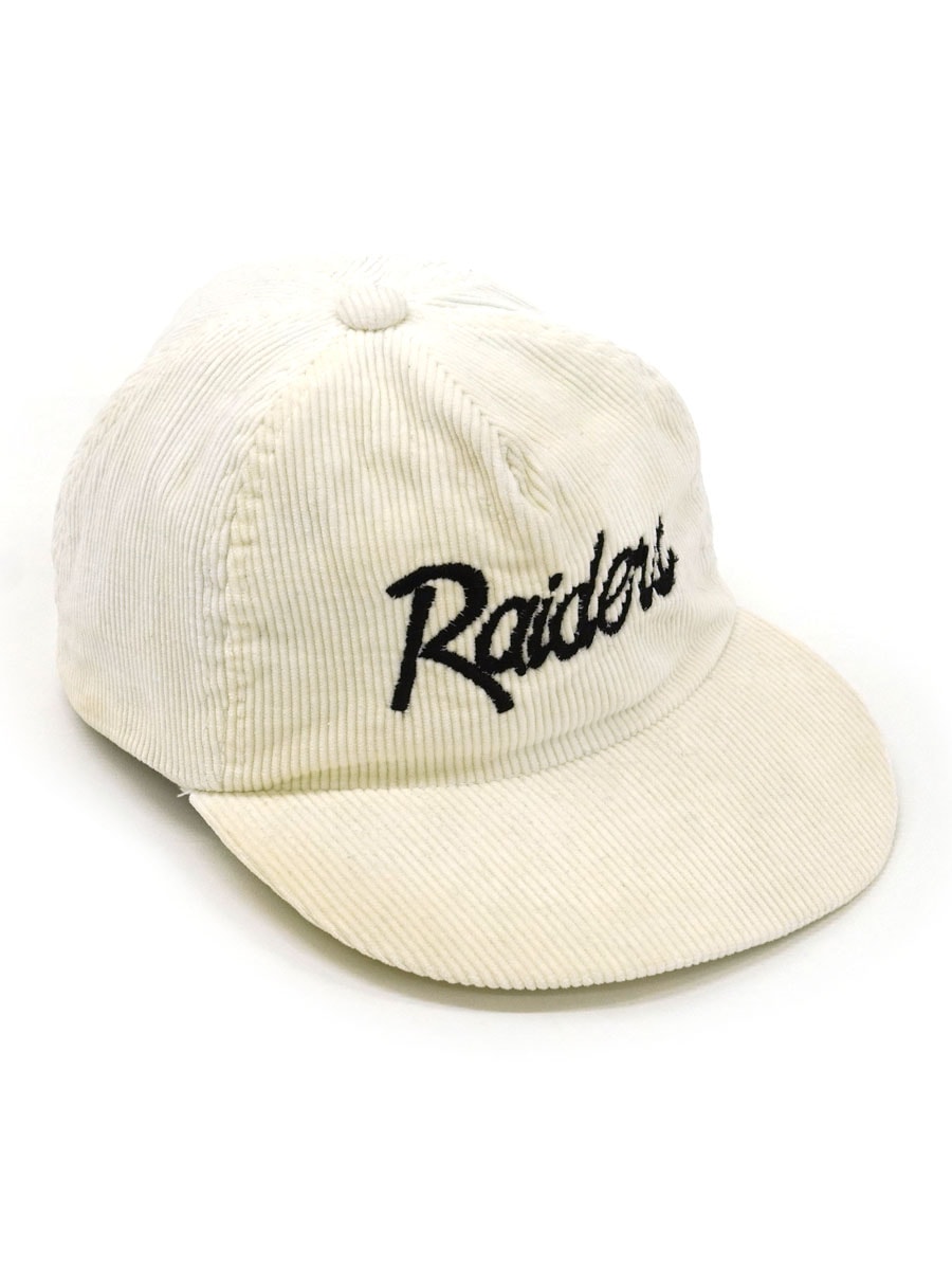 80's''Raiders'' コーデュロイキャップ ホワイト 表記(ONE SIZE FITS