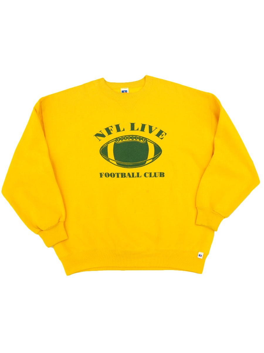 90s ラッセルアスレティック 前Vスウェット 両面プリント USA製 90's RUSSELL ATHLETIC ''NFL LIVE'' 両面プリント 前V