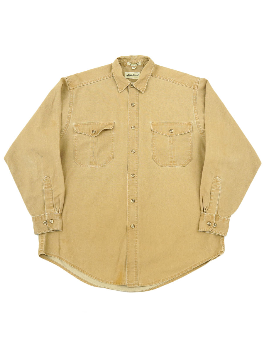 90's エディバウアー Elkborn Canvas L/Sシャツ 表記(L) USA製