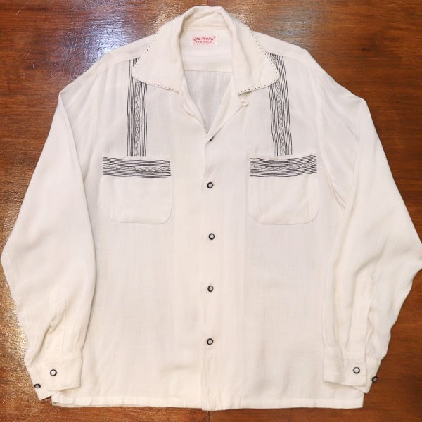 1950s L/S RAYON SHIRT , Size L