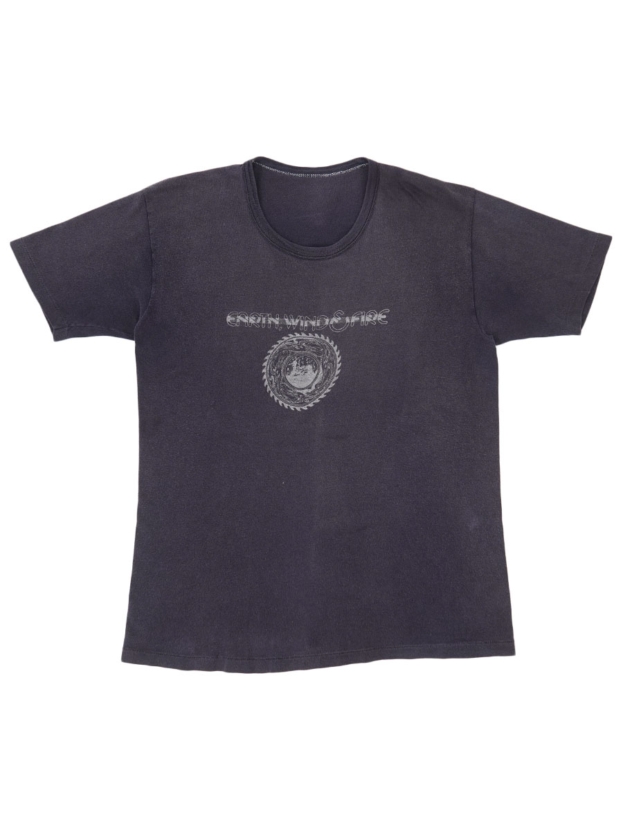 70's～ ''Earth, Wind & Fire'' プリントTシャツ 褪せネイビー