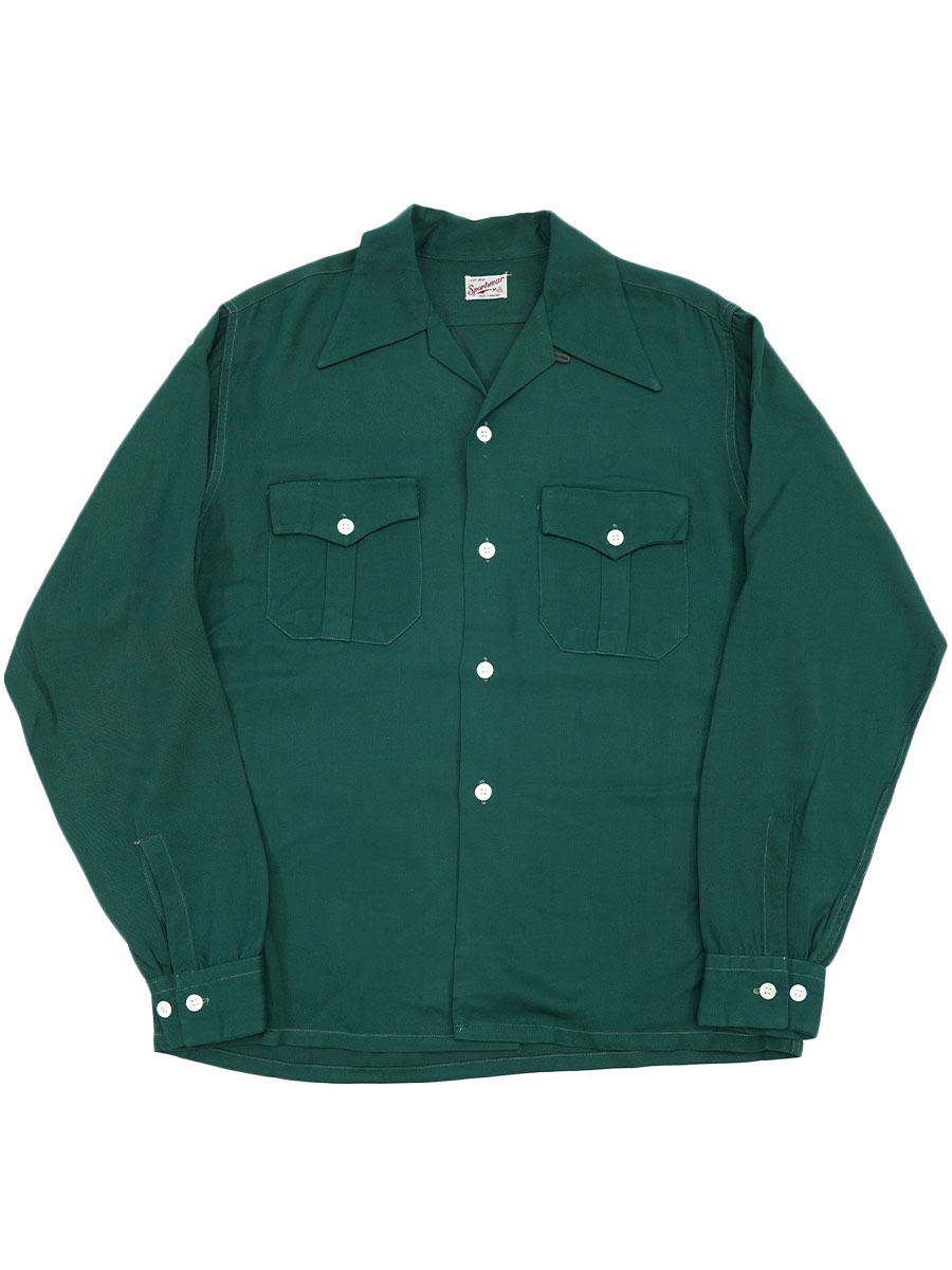 50's SPORTWEAR 無地 ループカラーシャツ フォレストグリーン 表記(M