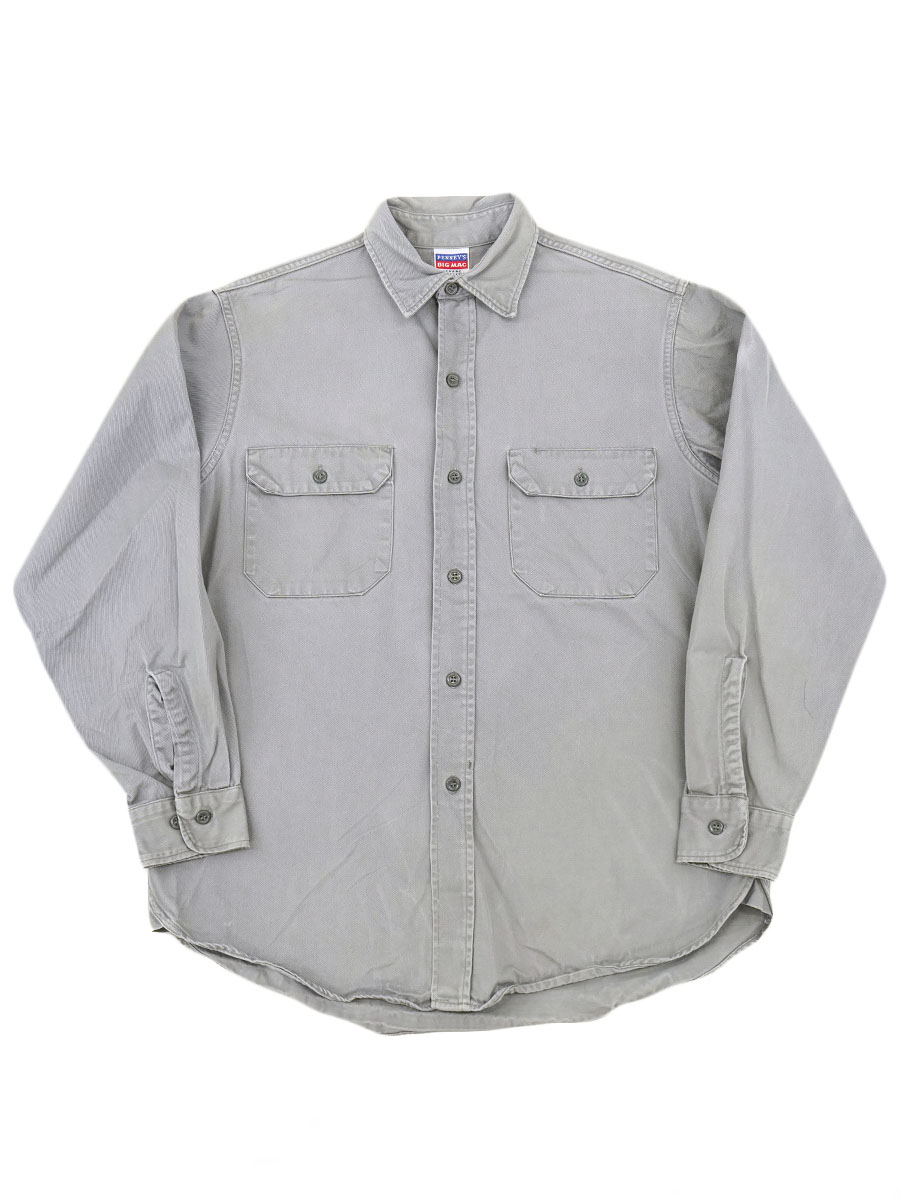 60's BIG MAC マチ付き ARMY CLOTH ワークシャツ グレー 実寸(15位