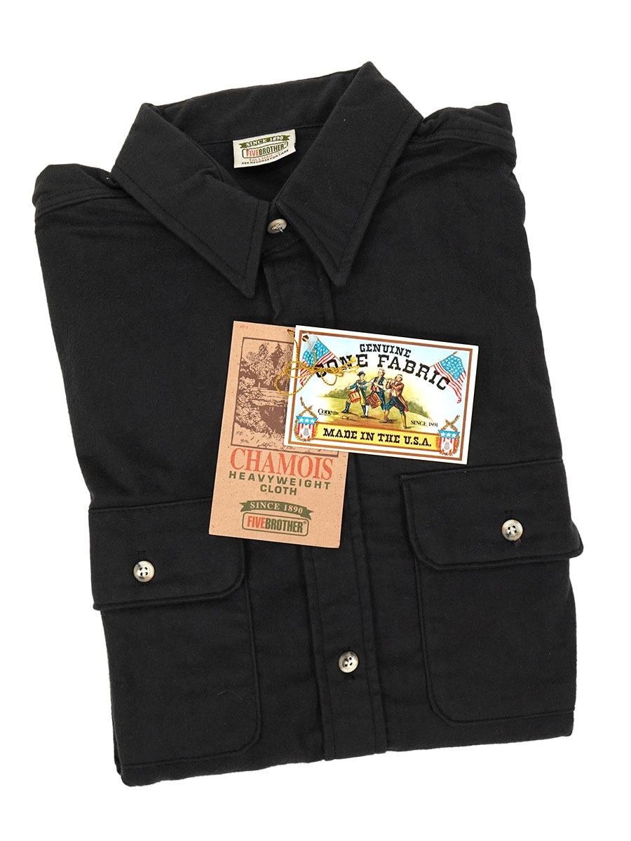 90s USA製 FIVEBROTHER ブラック シャモアクロス ネルシャツ 90's FIVEBROTHER 無地ブラック シャモアクロスシャツ 表記(L TALLMAN