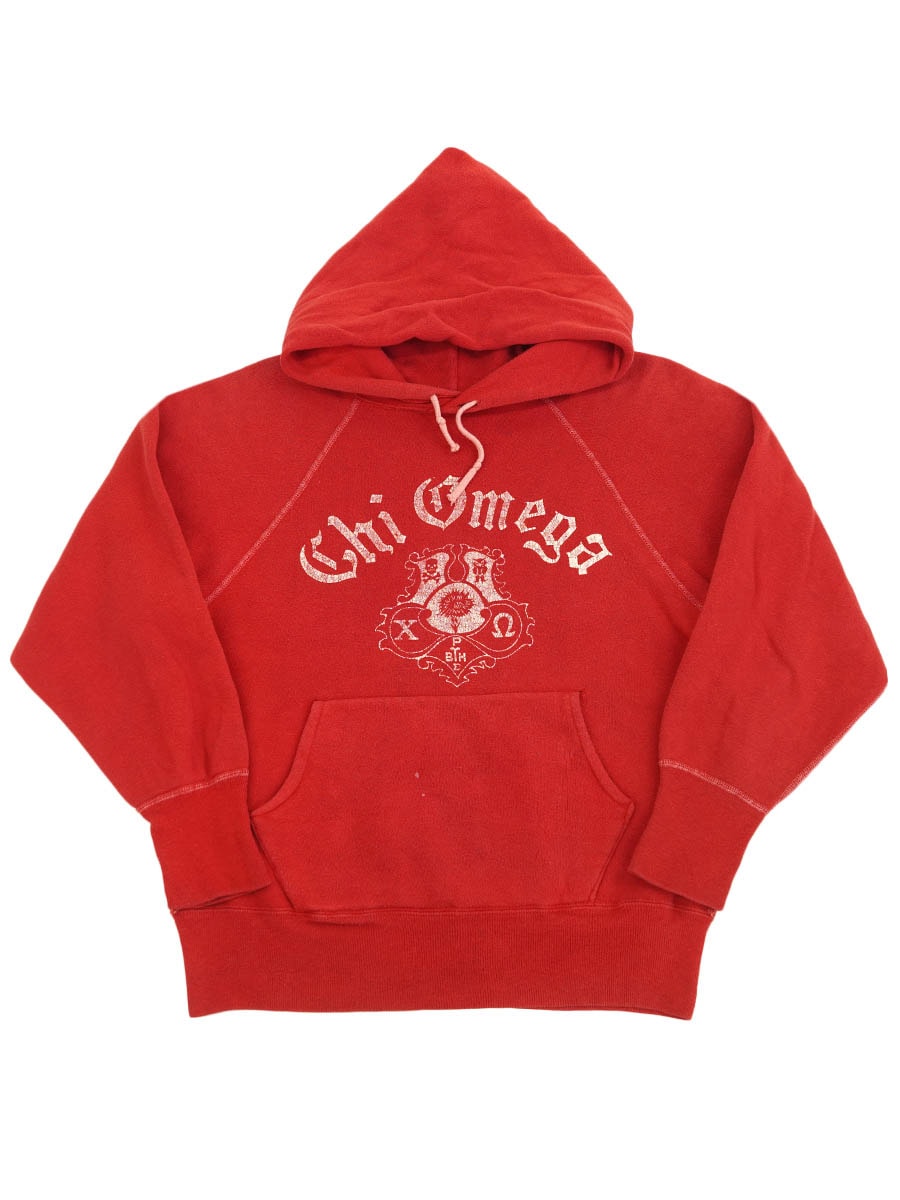mameビーズスウェット 最終値下げ。 60's~ ''Chi Omega'' スウェットパーカ 赤 実寸(M位) | NEW