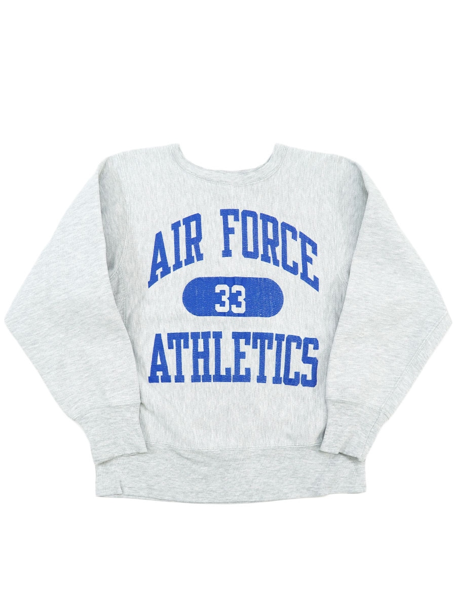 80's プリントタグ チャンピオンRW ''AIR FORCE ATHLETICS'' 3段プリント 表記(S)