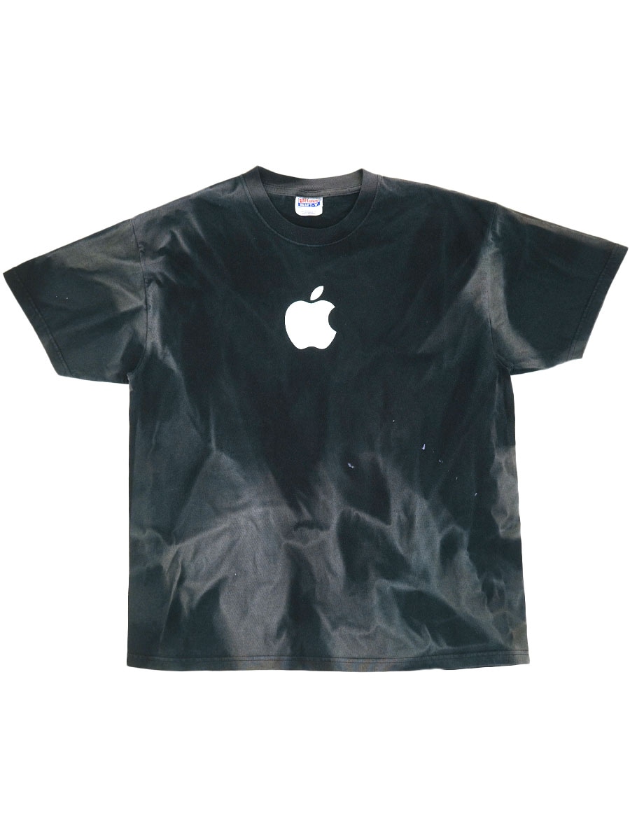 00's Hanes ''apple'' プリントTシャツ ブラック 表記(L) サンフェード
