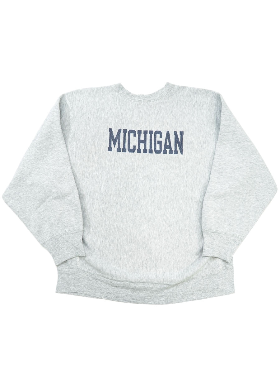 80's プリントタグ チャンピオンRW ''MICHIGAN'' 染み込み 表記(XL)