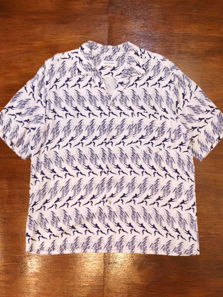 1950s S/S RAYON SHIRT , Size L