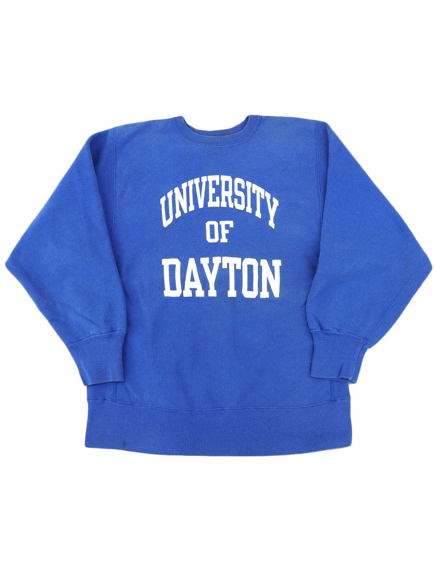 80's プリントタグ チャンピオンRW ''UNIVERSITY OF DAYTON'' 3段プリント 表記(XL) 群青色 USA製
