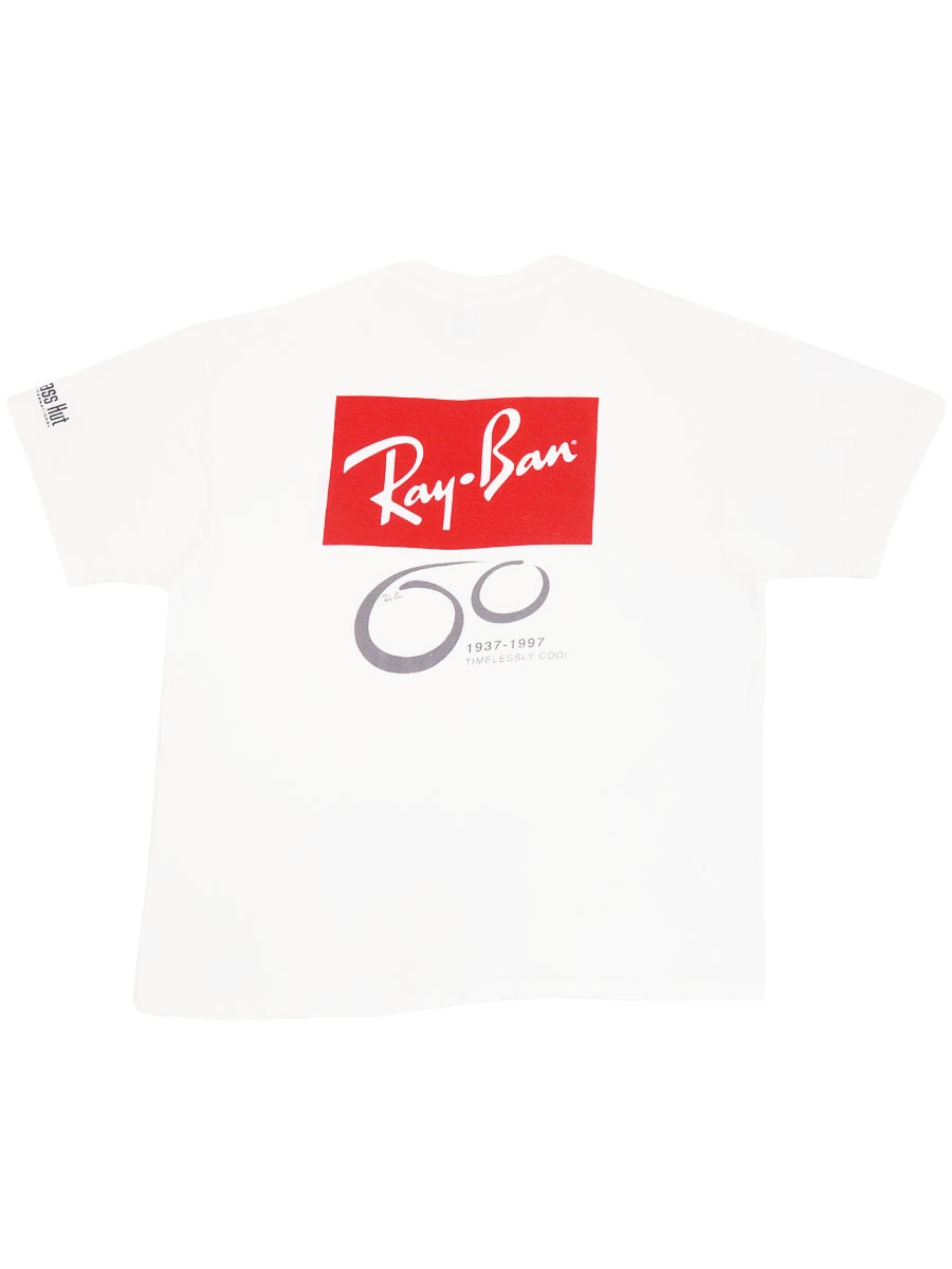 90's Hanes ''Ray-Ban'' 両面袖プリント Tシャツ ホワイト 表記(XL)