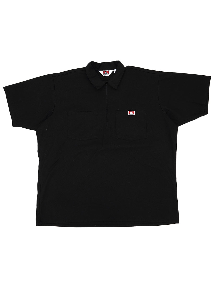 BEN DAVIS 黒 ワークシャツ 半袖 ハーフジップ USA製 BEN DAVIS ハーフジップ S/S ワークシャツ ブラック 表記