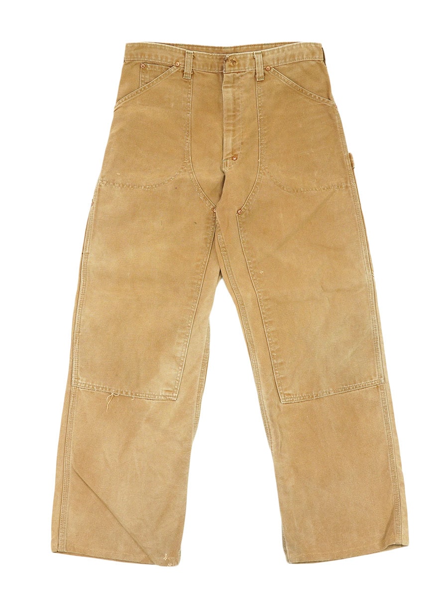 カーハートダックパンツ 70's カーハート ダブルニー ダックパンツ ブラウン 実寸(31x29