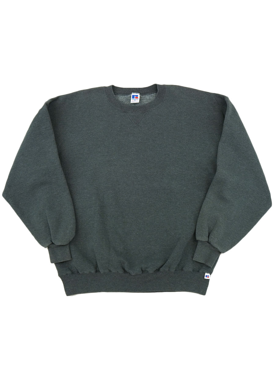 90's RUSSELL ATHLETIC 前V 無地スウェット チャコールグレー