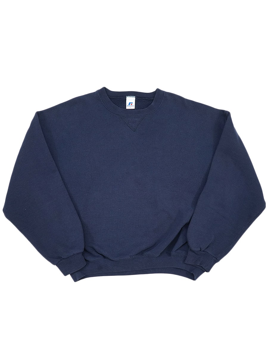 90s Russell Athletic スウェット ネイビー USA製 XL 90's~ RUSSELL ATHLETIC 前V 無地スウェット ネイビー 表記(XL