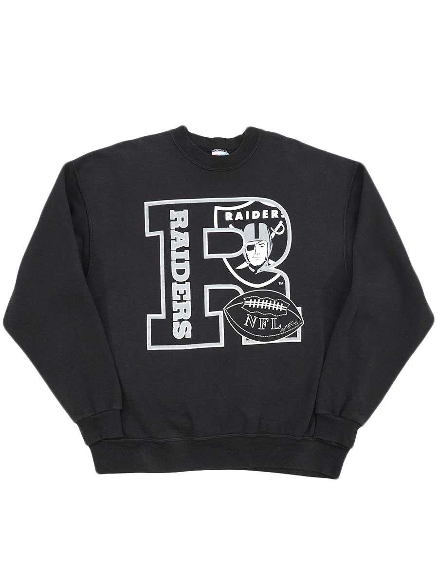 xxl usa製 90s レイダース raiders スウェット ブラック 黒 90's Hanes ''RAIDERS'' セットインスリーブスウェット 黒 表記