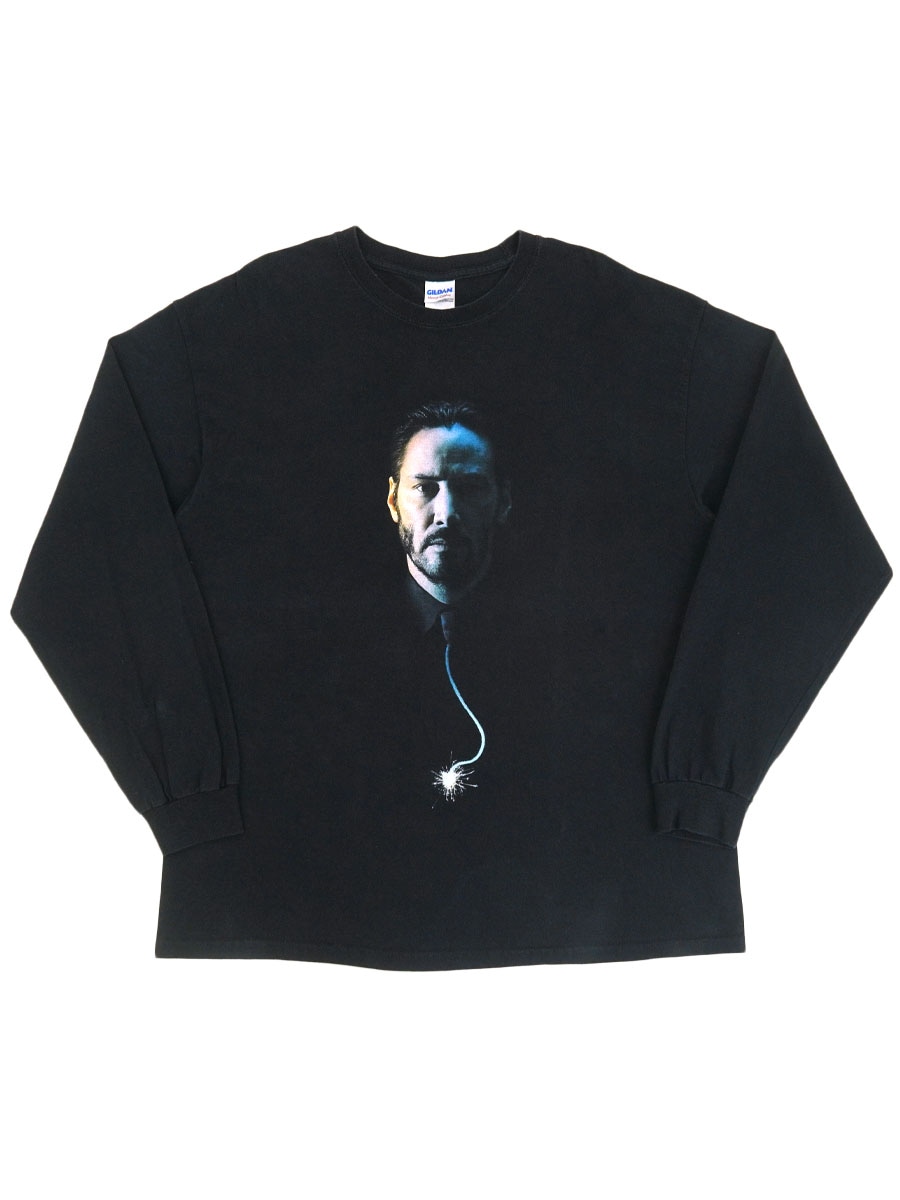 10's GILDAN ''JHON WICK'' 両面プリント ロングスリーブTシャツ ブラック 表記(XL)