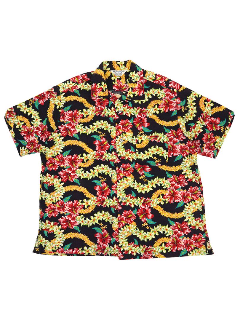 50's～ PILGRIM フラワーレイ柄 ループカラー コットンハワイアン