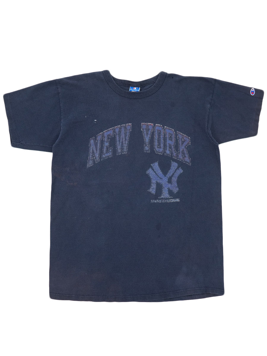 90's 青刺繍タグ チャンピオン ''NEW YORK YANKEES'' Tシャツ ネイビー