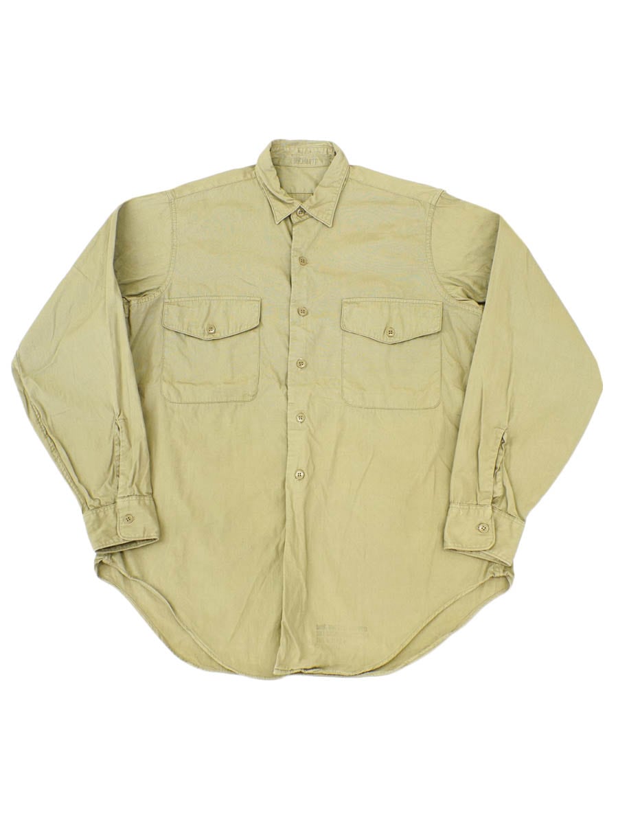 【Vintage】60年代コットンポプリンシャツ 60's U.S.ARMY コットンポプリンシャツ カーキ 表記(15 1/2