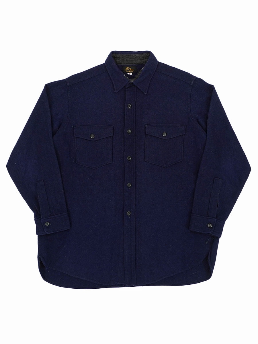 50's～ 筆記体 黒タグ L.L.Bean L/S ウールシャツ ネイビー 表記(16 1