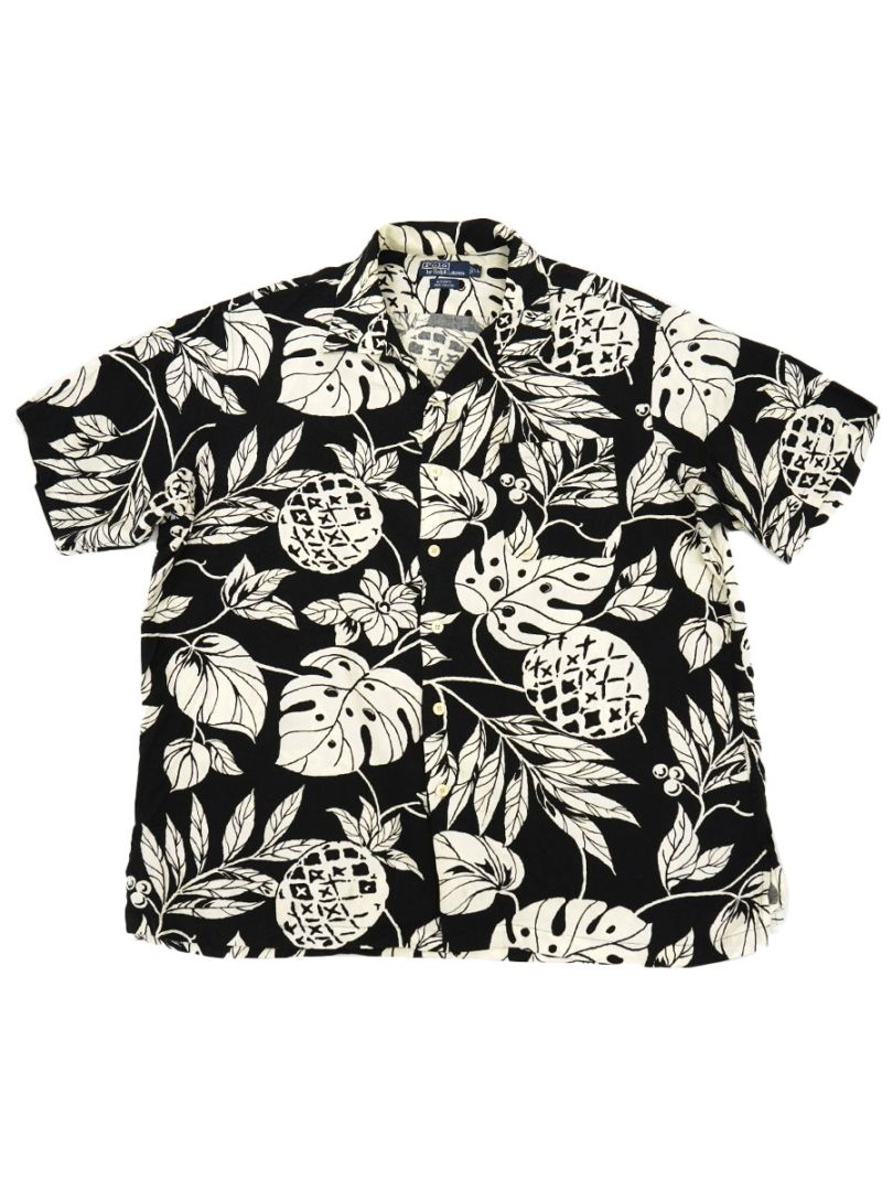 ラルフ オープンカラー　黒 CLAYTON XXL AH ssz ベルベルジン 90s Polo by Ralph Lauren CLAYTON S/Sオープンカラーシャツ