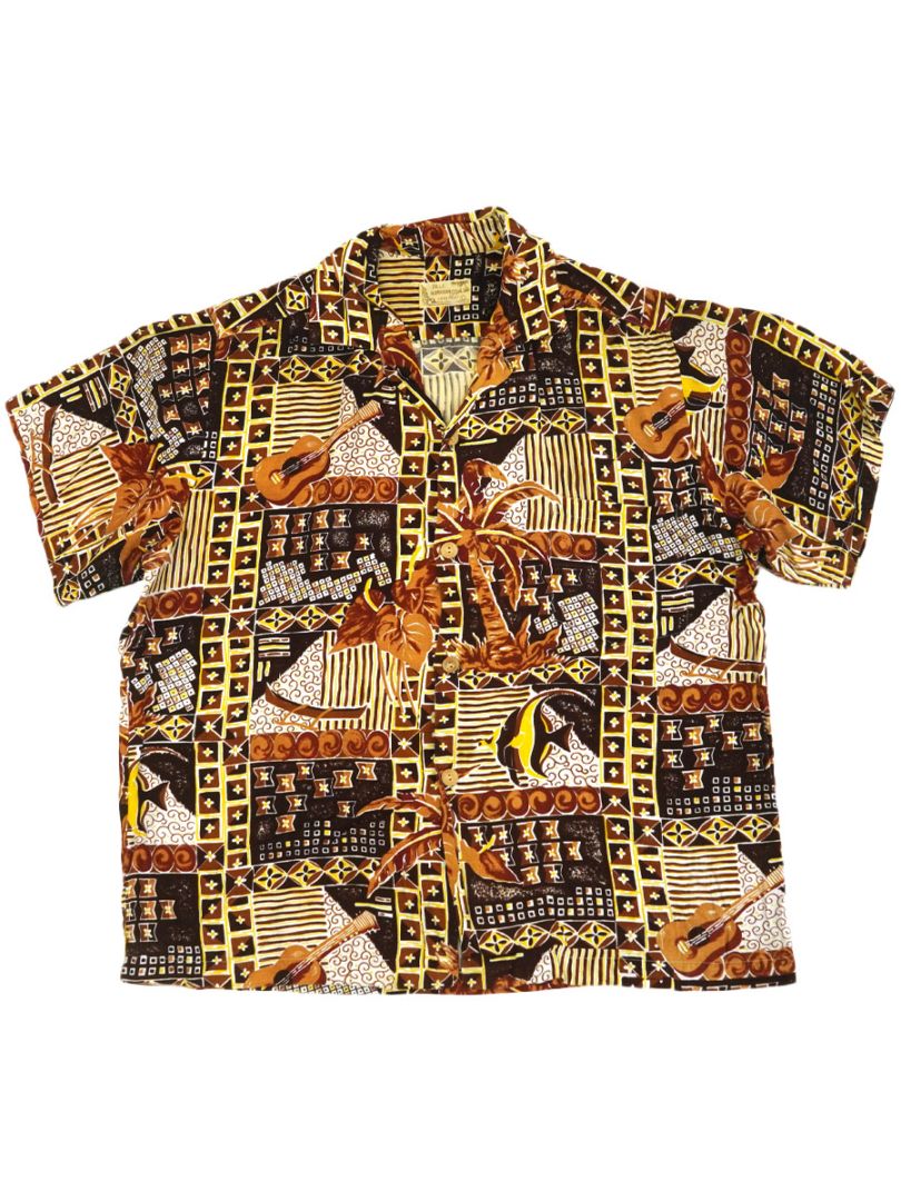 50s PALI HAWAIIAN アロハシャツ メニュー柄 XL表記 50s PALI HAWAIIAN アロハシャツ メニュー柄 XL表記