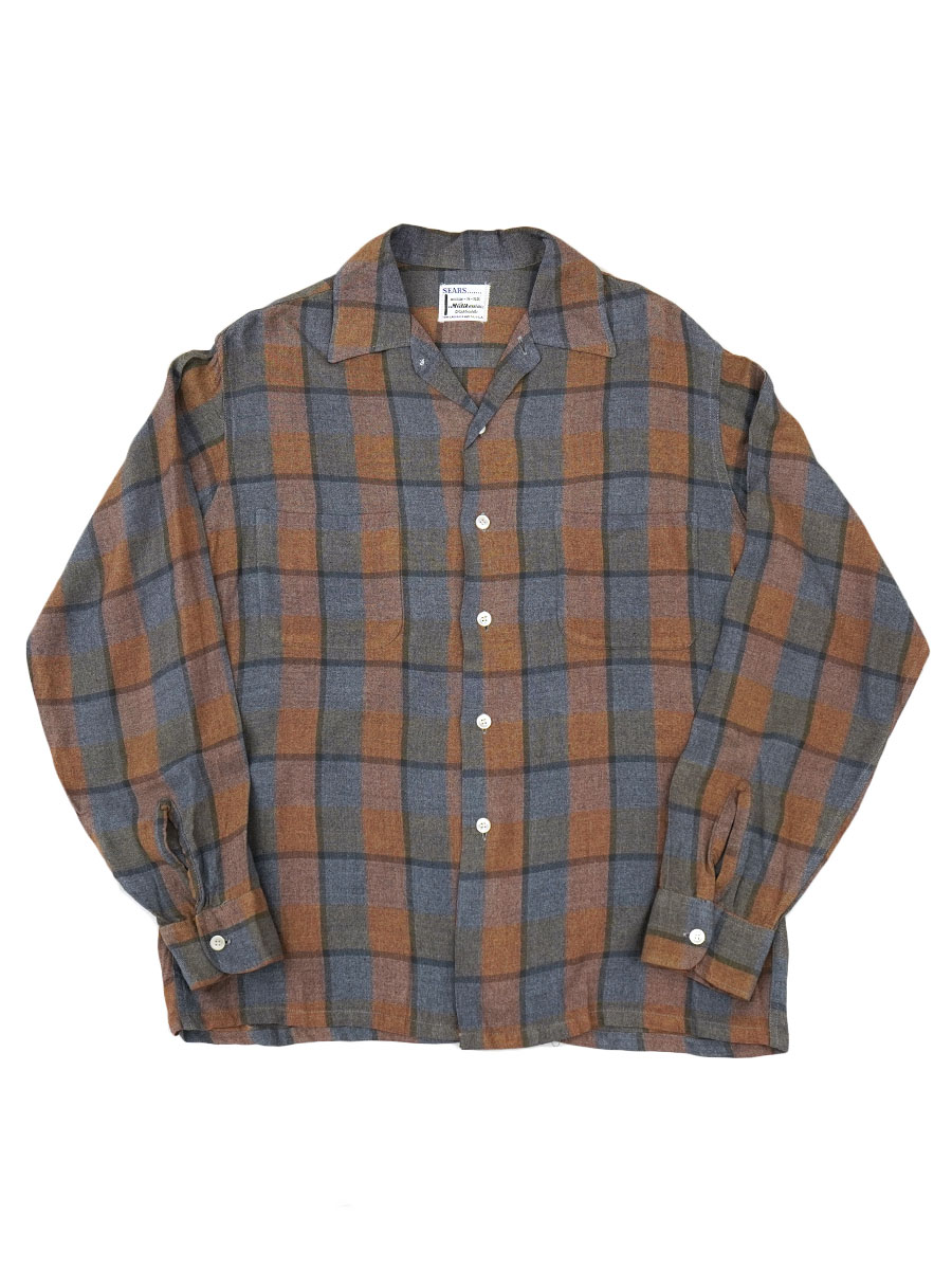 50s 60s sears レーヨン　シャツ VINTAGE - 極上 美品◎50s 60s ビンテージ◎SEARS オンブレ