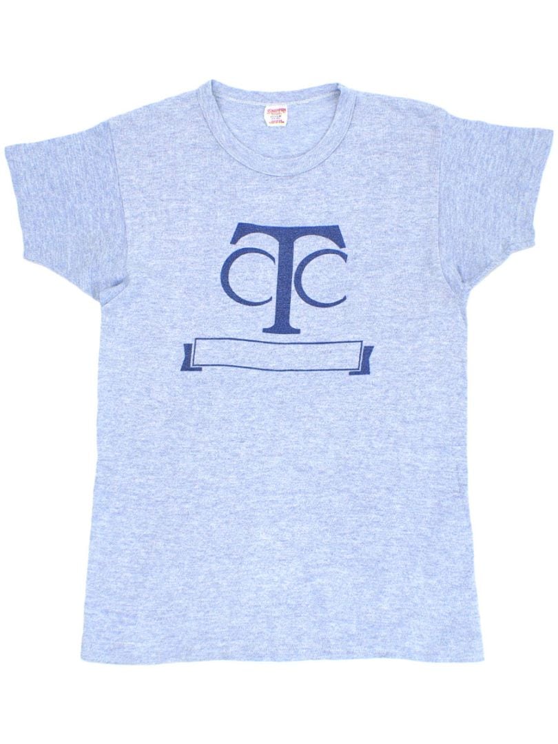 60's ランタグ チャンピオン ''CTC'' 染み込みプリント Tシャツ 青霜降り 表記(M)