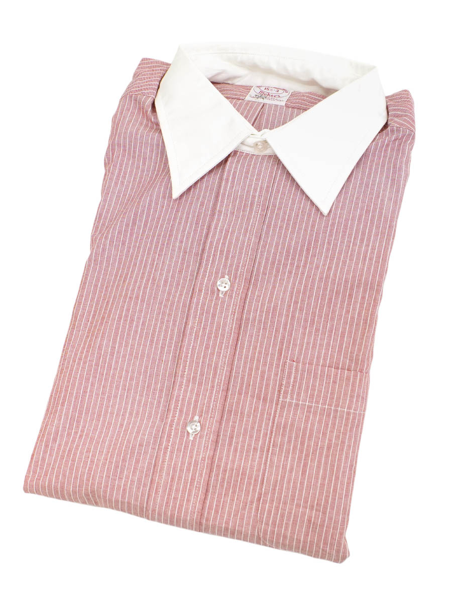 USA製 Brooks Brothers Makers ストライプ柄 ロングスリーブシャツ 赤