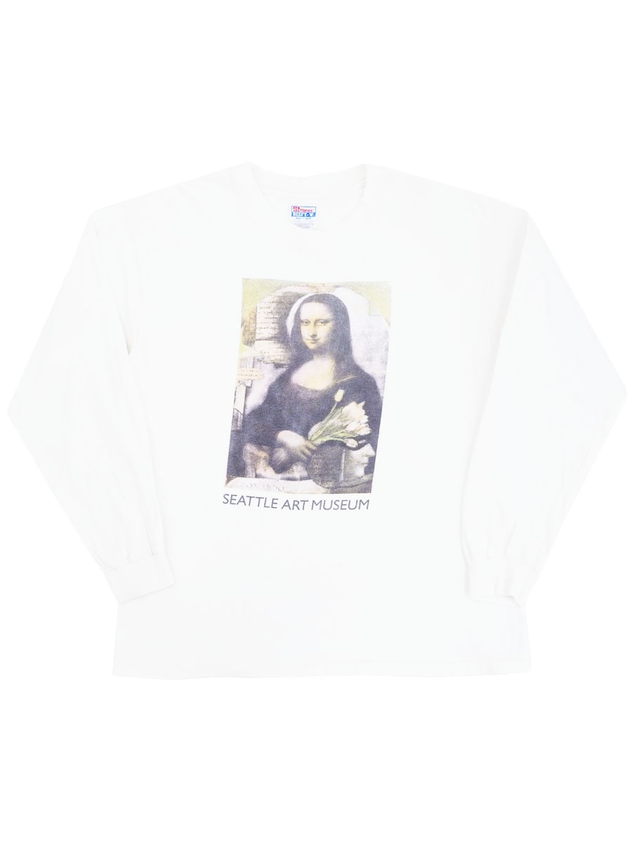 ✨美品OFF-WHITE モナリザプリント ✖️バックプリントロングTシャツ　白 OFF-WHITE オフホワイト 19SS Monalisa L/S T-Shirt モナリザプリント