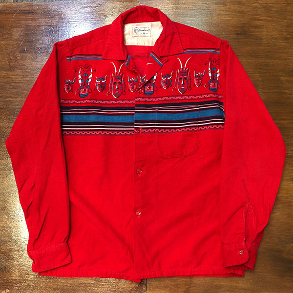 1950s PRINT CORDUROY , Size L