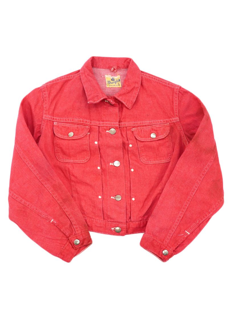 50's Wrangler 縦ベル デニムジャケット 赤 表記(18) キッズサイズ