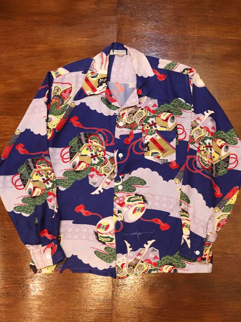 1940s L/S HAWAIIAN SHIRT , Size L